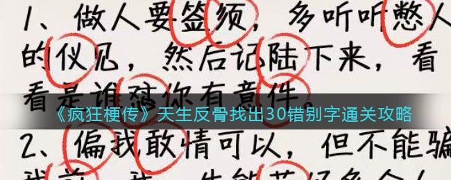 疯狂梗传天生反骨找出30错别字通关攻略