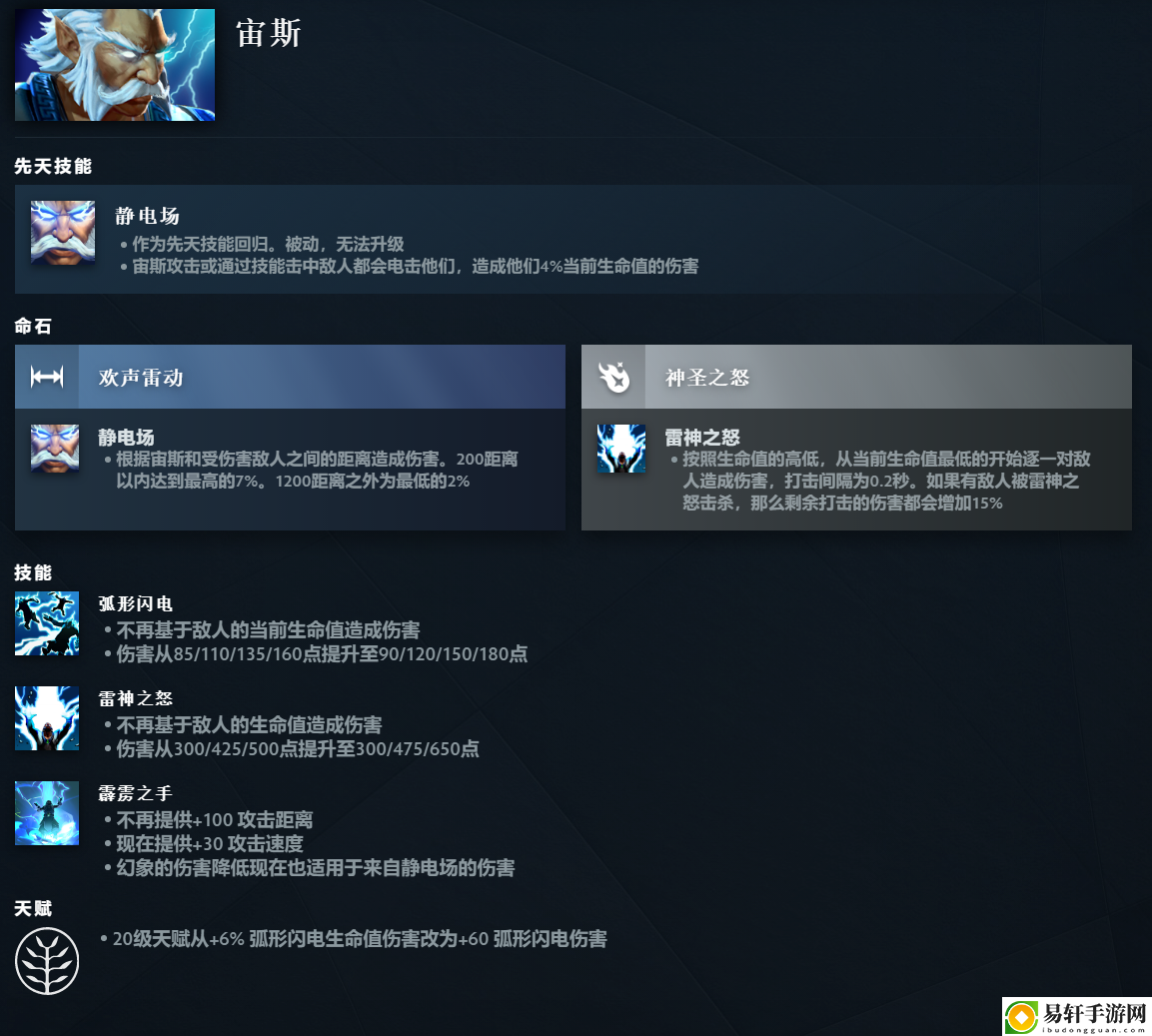 DOTA2宙斯先天技能是什么