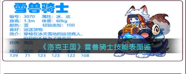 洛克王国雪兽骑士技能表图鉴